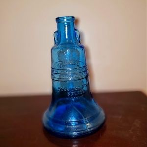 Vintage Wheaton New Jersey Blue Liberty Bell Glass Bottle/Jar/Vase/Decanter